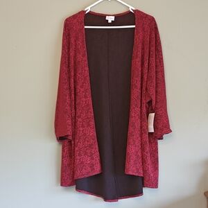 NWT LuLaRoe Red Floral Open Front Cardigan Size large